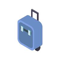 Illustrated isometric travel suitcase vector