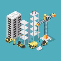 Building under construction isometric on a background vector