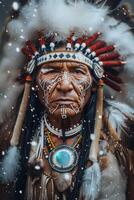 ai generado indígena persona en tradicional insignias reales foto