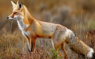 AI generated Elegant Fox in a Misty Field photo