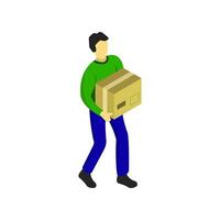 Boy with isometric box on a background vector