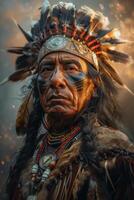 AI generated Indigenous Chief Portrait photo