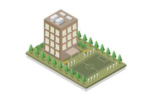 Isometric school building on white background vector