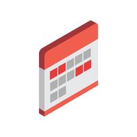 calendario isométrico sobre un fondo vector