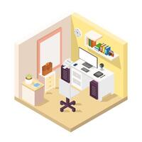 Isometric office room on a background vector