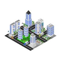 Illustrated isometric city vector