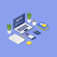 Illustrated isometric workplace vector