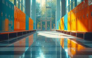 AI generated Sunlit School Corridor photo