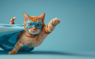 AI generated Superhero Cat in Flight photo