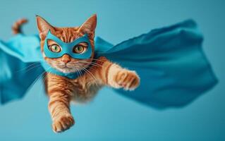 AI generated Superhero Cat in Flight photo