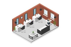 Illustrated isometric barber shop vector