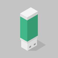 Illustrated isometric usb drive vector