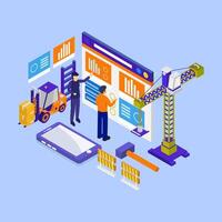 Website under construction isometric vector