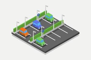 ilustrado isométrica estacionamiento vector