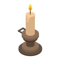 Isometric candle on a background vector