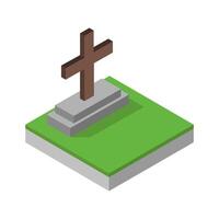 Isometric tombstone on a background vector