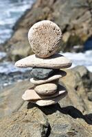 Gorgeous View of Balancing Stones Stacked Up photo