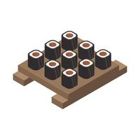 Illustrated isometric sushi vector