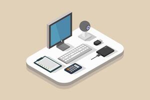 Illustrated isometric workplace vector