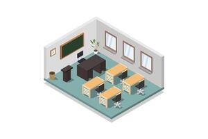 Illustrated isometric lecture room vector