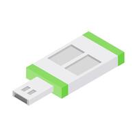 unidad usb isométrica sobre un fondo vector