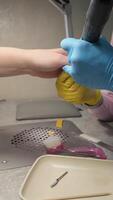 Cosmetic Manicure. Polishing nails with a manicure cutter. video