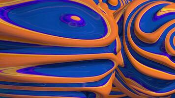 Background of viscous liquid moving in a wave shape with contrasting blue and orange colors. Loop sequence. 3D Animation video