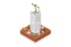 Building under construction isometric on white background vector