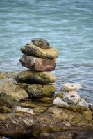 Meditative Pile of Zen Balancing Stones photo