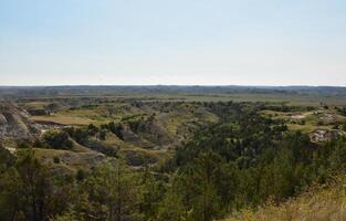 Looking Down into a Rugged Canyon Basin photo