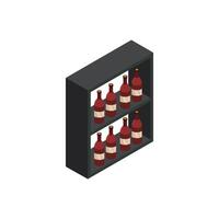 Wine bottle on isometric shelf on a background vector