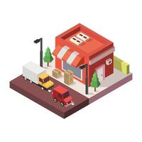 Shop isometric on a background vector