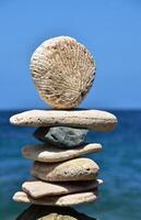 Stack of Balancing Stones in Nature photo