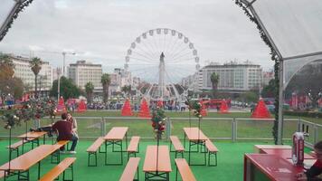 a view of the ferris wheel from inside a tent video