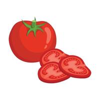 conjunto de mano dibujado rebanado tomate en plano diseño vector