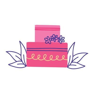 Christmas gift box with wreath on white background