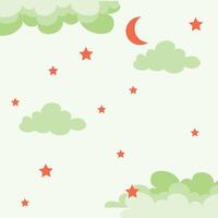 vector flat style moon stars and clouds background design