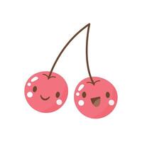 Vector cute smiling cherry cartoon icon illustration