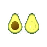 Avocado halfs 3d colours transition realistic vector icon edotable stroke