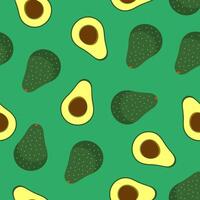 Avocado seamless pattern vector editable stroke food green background