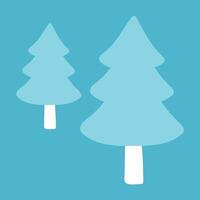 vector white christmas trees in flat design