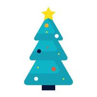 vector hand drawn christmas tree on white background