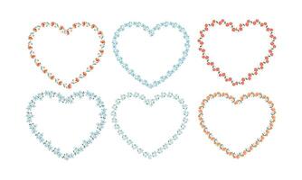 vector hand drawn flat design hearts border and frame collection