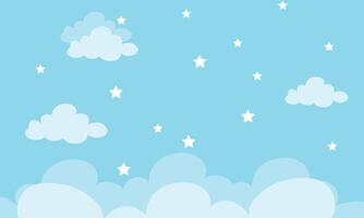 vector flat style moon stars and clouds background design