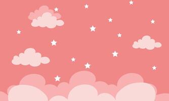 vector flat style moon stars and clouds background design