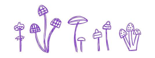 Hand drawn doodle mushrooms. Vector illustration.
