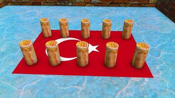 Turkey Flag - 50 Lira Currency Concept - 2 video