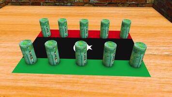libyen flagga - 50 dinar valuta begrepp - 2 video