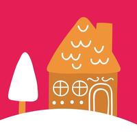 Vector christmas gingerbread house. winter cookie of home shape with sweet icing