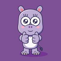 Cute hippopotamus animal character cartoon vector illustration